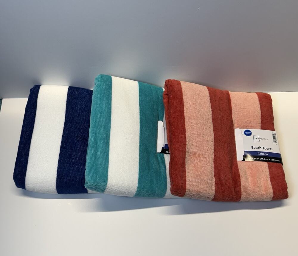 Beach Towels By Mainstays 28x58 Inches In Size. 3 Colors